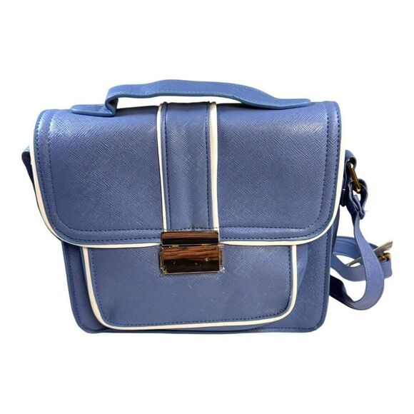 Rampage Womens Blue Faux Leather Crossbody Bag 9” X 7.5”Adjustable Strap & Gold- - Picture 4 of 9